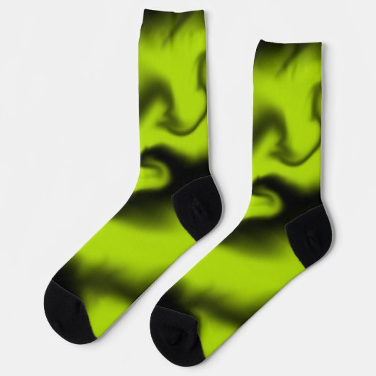 Abstrakt 3 in Schwarz und Kalkgrün Socken (Linkes Detail)