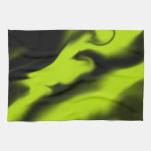 Abstrakt 3 in Schwarz und Limettengrün Geschirrtuch