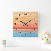 Abstrakt 44 Orange Blue Quadratische Wanduhr (Zuhause)