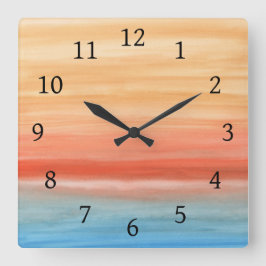 Abstrakt 44 Orange Blue Quadratische Wanduhr