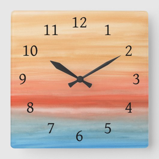 Abstrakt 44 Orange Blue Quadratische Wanduhr (Vorderseite)