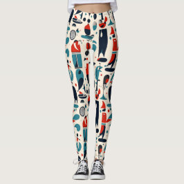 Abstrakt 50er Golf Pattern Leggings