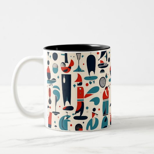 Abstrakt 50er Golf Pattern Zweifarbige Tasse (Links)