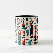 Abstrakt 50er Golf Pattern Zweifarbige Tasse (Mittel)