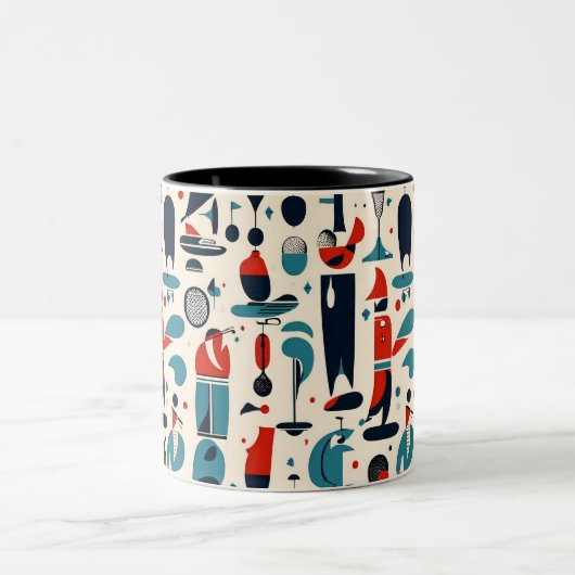 Abstrakt 50er Golf Pattern Zweifarbige Tasse (Mittel)