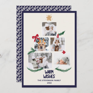 Abstrakt 5 Fotos Weihnachtsbaumnacht Ecru Wünsche Feiertagskarte