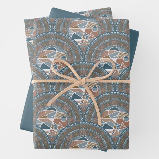 Abstrakt Accent Mandala Art Deco Scallop Geschenkpapier Set (Beispiel)