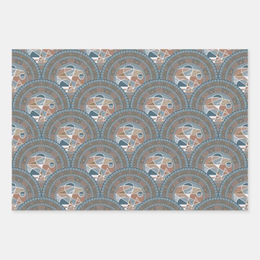Abstrakt Accent Mandala Art Deco Scallop Geschenkpapier Set (Vorderseite)