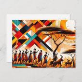 Abstrakt African Art Masai Geometric Postkarte (Vorne/Hinten)