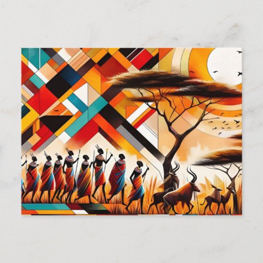 Abstrakt African Art Masai Geometric Postkarte (Vorderseite)