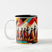 Abstrakt African Art Masai Geometric Zweifarbige Tasse (Links)