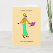 Abstrakt, afrikanische Kunstdame und Blumengeburt Karte (Vorderseite)