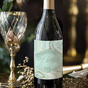 Abstrakt Agat Hochzeit Cheers V2 Mint ID827 Weinetikett