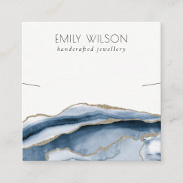 Abstrakt Agate Blue Gold Necklack Band Template Quadratische Visitenkarte
