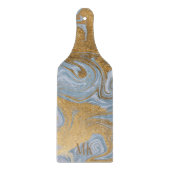 Abstrakt Agate Blue und Gold Marmorwirl Schneidebrett (Vorderseite)