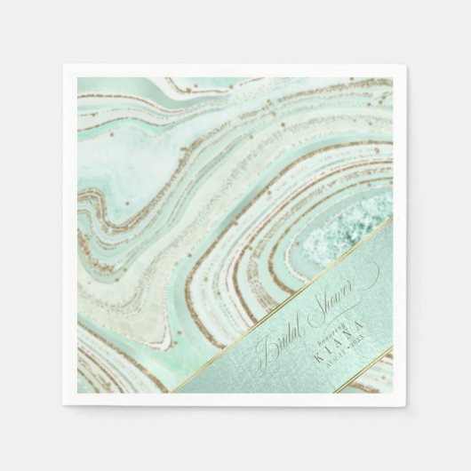 Abstrakt Agate Brautparty Mint ID827 Serviette (Vorderseite)
