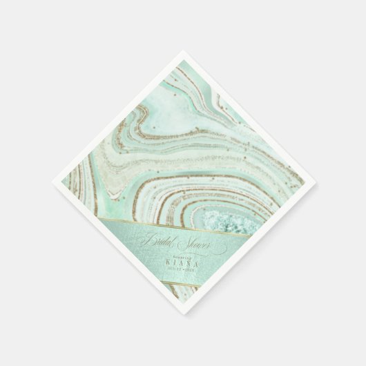 Abstrakt Agate Brautparty Mint ID827 Serviette (Ecke)