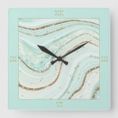 Abstrakt Agate Mint ID827 Quadratische Wanduhr (Vorderseite)