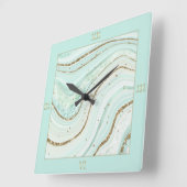Abstrakt Agate Mint ID827 Quadratische Wanduhr (Winkel)