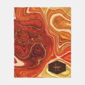 Abstrakt Agate Monogram Hot Orange ID827 Fleecedecke (Vorderseite)