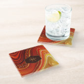 Abstrakt Agate Monogram Hot Orange ID827 Glasuntersetzer (Schrägansicht)
