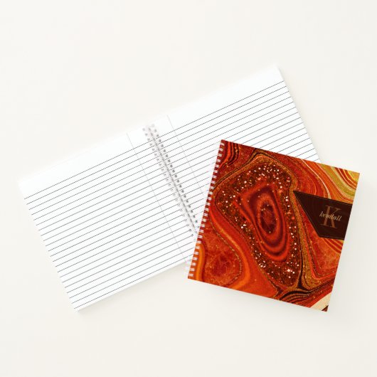 Abstrakt Agate Monogram Hot Orange ID827 Notizblock (Innenseite)
