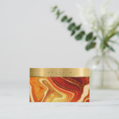 Abstrakt Agate Monogram Hot Orange ID827 Visitenkarte (Stehend Vorderseite)