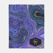 Abstrakt Agate Monogram Midnight ID827 Fleecedecke (Vorderseite)