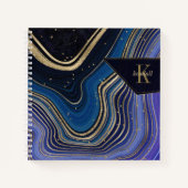 Abstrakt Agate Monogram Midnight ID827 Notizblock (Vorderseite)