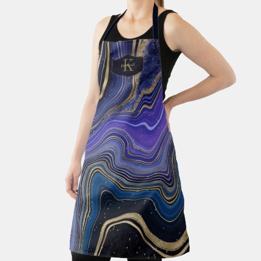 Abstrakt Agate Monogram Midnight ID827 Schürze (InSitu)