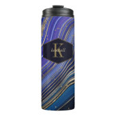 Abstrakt Agate Monogram Midnight ID827 Thermosbecher (Vorderseite)