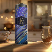 Abstrakt Agate Monogram Midnight ID827 Thermosbecher