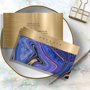Abstrakt Agate Monogram Midnight ID827 Visitenkarte