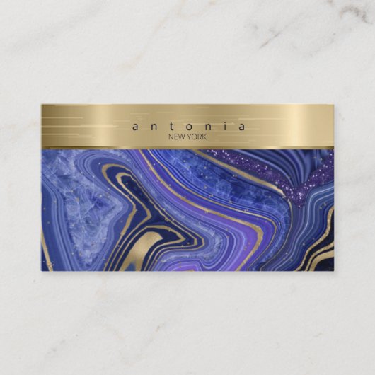 Abstrakt Agate Monogram Midnight ID827 Visitenkarte (Vorderseite)