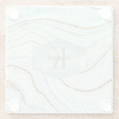 Abstrakt Agate Monogram Mint ID827 Glasuntersetzer (Rückseite)