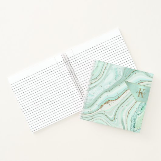 Abstrakt Agate Monogram Mint ID827 Notebook Notizblock (Innenseite)