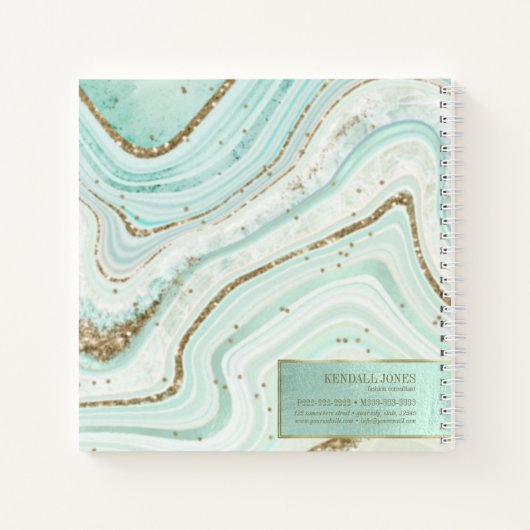 Abstrakt Agate Monogram Mint ID827 Notebook Notizblock (Rückseite)