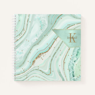 Abstrakt Agate Monogram Mint ID827 Notebook Notizblock