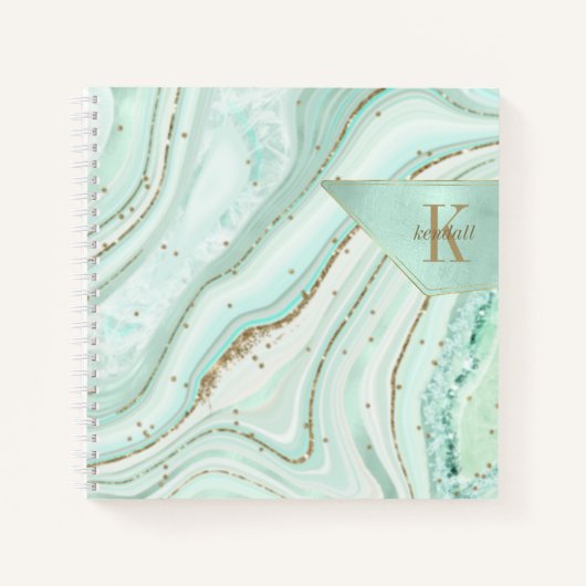 Abstrakt Agate Monogram Mint ID827 Notebook Notizblock (Vorderseite)
