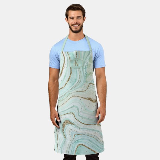 Abstrakt Agate Monogram Mint ID827 Schürze (Getragen)