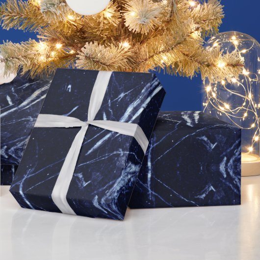 Abstrakt Agate Navy Blauer Marmorwirl Geschenkpapier (Feiertage)
