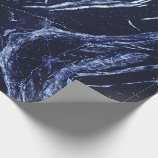 Abstrakt Agate Navy Blauer Marmorwirl Geschenkpapier (Ecke)