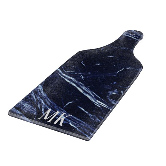 Abstrakt Agate Navy Blauer Marmorwirl Schneidebrett (Ecke)