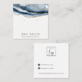 Abstrakt Agate Navy Blue Gold Study Earring Displa Quadratische Visitenkarte (Vorne/Hinten)