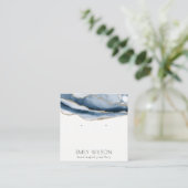 Abstrakt Agate Navy Blue Gold Study Earring Displa Quadratische Visitenkarte (Stehend Vorderseite)