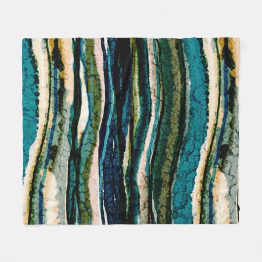 Abstrakt Agate Stripe Blue Green Orange Fleecedecke (Vorderseite (Horizontal))