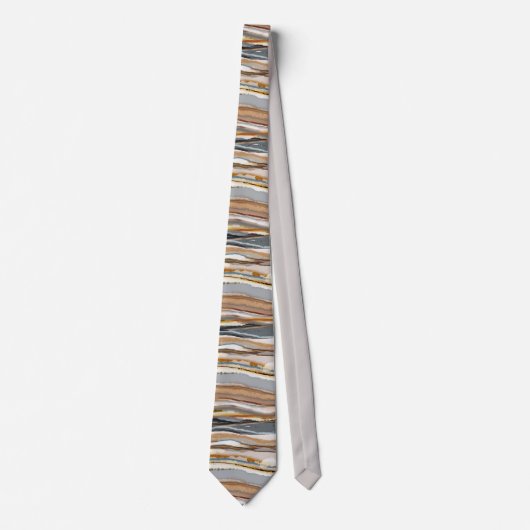 Abstrakt Agate Stripe Tan Gray Cream Neck Tie Krawatte (Vorderseite)
