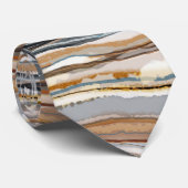 Abstrakt Agate Stripe Tan Gray Cream Neck Tie Krawatte (Gerollt)