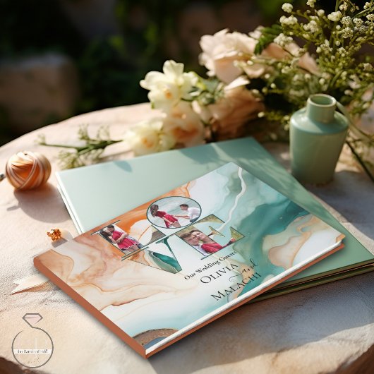 Abstrakt Agate Terracotta Marble Gästebuch