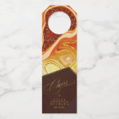 Abstrakt Agate Wedding Cheers Hot Orange ID827 Flaschenanhänger (Vorderseite)